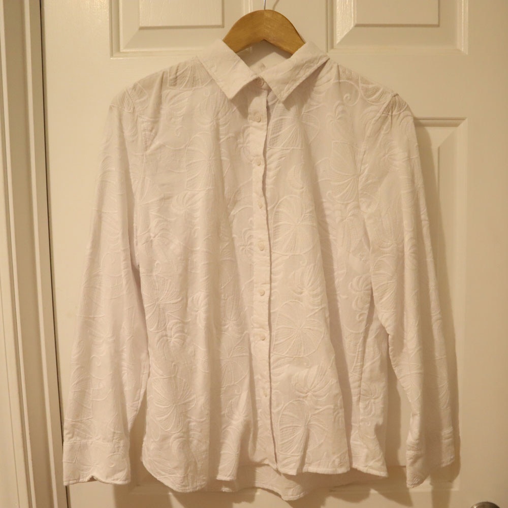 Talbots Embroidered Leaves Cotton Shirt - PL